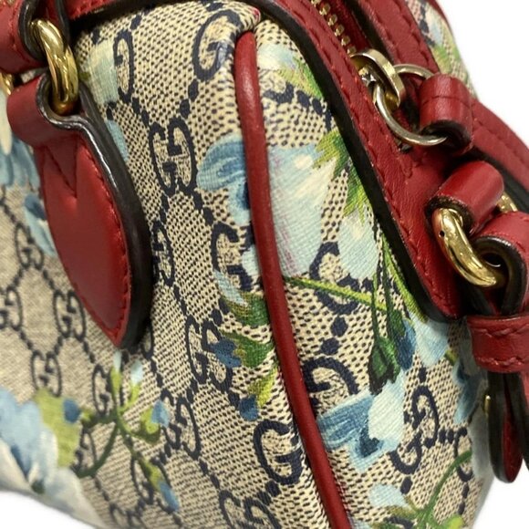 Auth GUCCI GG Blooms 432123 Navy Red Multi PVC Leather Handbag - Picture 13 of 15